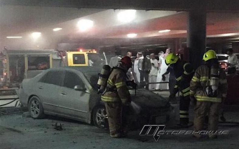 حريق شب في سيارة في موقف مطار الملك خالد 